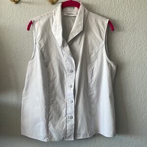 Sleeveless pale blue button front top